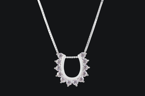 Sterling Silver Outside Set Cubic Zirconia Horseshoe Necklace - Elegant Elements By Kelly