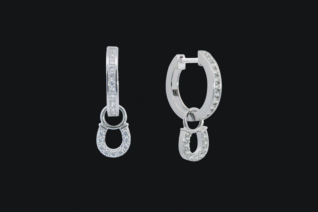 Sterling Silver Cubic  Zirconia  Hanging Horseshoe Earrings - Elegant Elements By Kelly