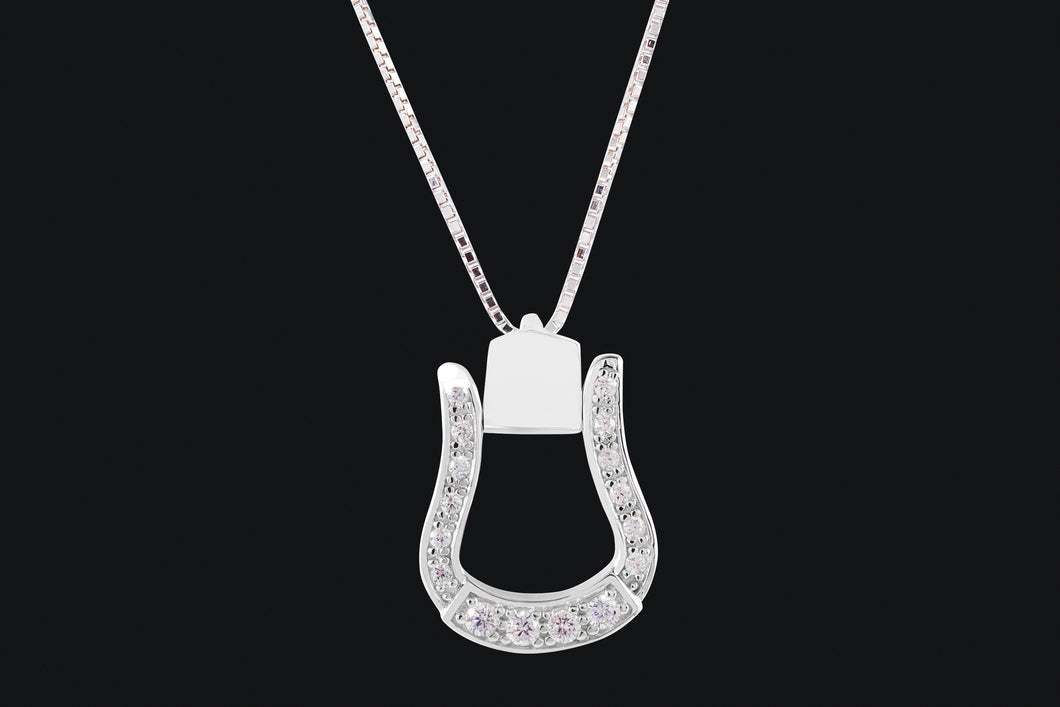 Sterling Silver Cubic Zirconia Oxbow Necklace