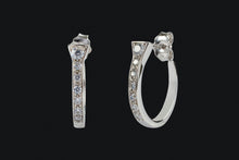 Load image into Gallery viewer, Sterling Silver Cubic Zirconia Horseshoe Nail Hoop Earrings - Elegant Elements By Kelly
