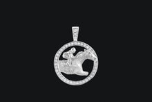 Load image into Gallery viewer, 14K White Gold Circle Diamond Horse Necklace - Elegant Elements By Kelly
