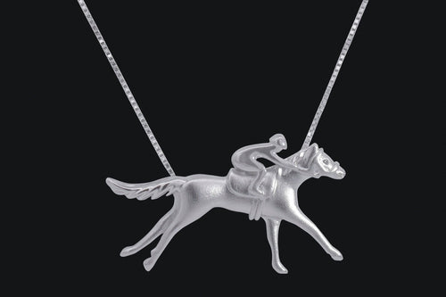 Sterling Silver Small Thoroughbred Racing Horse Necklace - Elegant Elements By Kelly