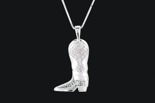 Sterling Silver Cubic Western Boot Necklace - Elegant Elements By Kelly