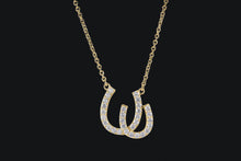 Load image into Gallery viewer, 14K Yellow Gold Diamond Double Horseshoe Necklace - Elegant Elements By Kelly
