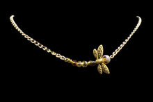 Load image into Gallery viewer, Amber Dragonfly Necklace With Gold Filled Chain - Elegant Elements By Kelly
