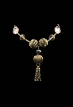 Load image into Gallery viewer, Bold Statement Pink Crystal And Large Brunish Gold Beaded Necklace - Elegant Elements By Kelly
