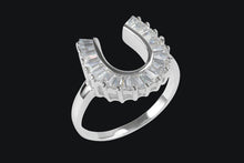 Load image into Gallery viewer, 14K Gold Baguette Horseshoe Ring - Elegant Elements By Kelly
