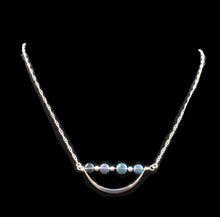 Load image into Gallery viewer, Sterling Silver Half Crescent Blue Opal Accents Necklace
