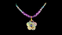 Load image into Gallery viewer, Abalone Flower Necklace with Amethyst &amp; Blue Ethiopian Opal - Elegant Elements By Kelly
