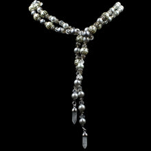 Load image into Gallery viewer, Faux Pearl Lariat Necklace With White &amp; Cream Crystal &amp; Cubic Zirconia Spacers - Elegant Elements By Kelly
