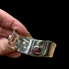 Load image into Gallery viewer, Custom Sterling Silver &amp; Brass Double Horseshoe w/ Bezel Watermelon Tourmaline - Elegant Elements By Kelly
