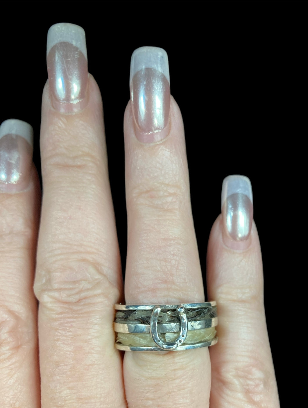 Custom Sterling Silver Double Row Horse Hair Ring