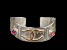 Load image into Gallery viewer, Custom Sterling Silver &amp; Brass Double Horseshoe w/ Bezel Watermelon Tourmaline - Elegant Elements By Kelly
