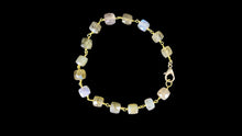 Load image into Gallery viewer, Labradorite Vermeil Cube Link Bracelet – 5.5–7.5mm Beads - Elegant Elements By Kelly
