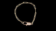 Load image into Gallery viewer, Gold Filled Paper Clip 3.8mm Elongate Bracelet With Cubic Zirconia  Large Clasp - Elegant Elements By Kelly
