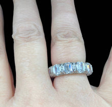 Load image into Gallery viewer, Sterling Silver Emerald Cut Cubic Zirconia Eternity Band - Elegant Elements By Kelly
