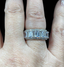 Load image into Gallery viewer, Sterling Silver Emerald Cut Halo Eternity Band - Elegant Elements By Kelly
