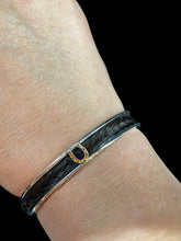 Load image into Gallery viewer, Custom Horsehair Sterling Silver Cuff | 14K Yellow Gold Horseshoe Accent
