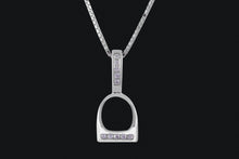 Load image into Gallery viewer, Sterling Silver Small Cubic Zirconia English Stirrup Necklace - Elegant Elements By Kelly
