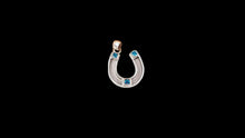 Load image into Gallery viewer, Custom Sterling Silver Horseshoe Horsehair Pendant with Princess Cut AQ Accents - Elegant Elements By Kelly
