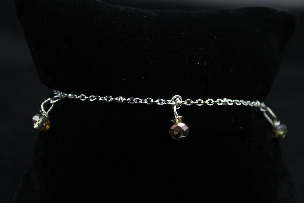 Sterling Silver Crystal Four Bead Station Bracelet