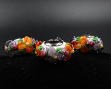 Load image into Gallery viewer, Lampwork Glass Flower Beads With Sterling Silver 

