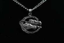 Load image into Gallery viewer, Sterling Silver Horseshoe With Double Horse Head Pendant
