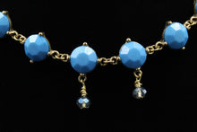 Load image into Gallery viewer, Powder Blue Crystal Station Necklace With Small Blue Swarovski Crystal Accents - Elegant Elements By Kelly
