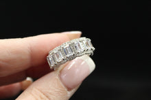 Load image into Gallery viewer, Sterling Silver Emerald Cut Halo Eternity Band - Elegant Elements By Kelly
